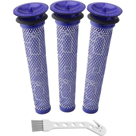 Lot de 3 Filtres Aspirateur Compatible Dyson V6 V7 V8 DC58 DC59 Rechange Lavable Bleu (1/5)