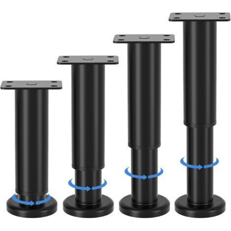 pieds de meubles réglables, hauteur ajustable de 12 à 18 cm, pieds de meubles en métal noir, pour armoires, meubles TV, lits, canapés, tables de chevet, chaises, meubles de salle de bain (1/5)