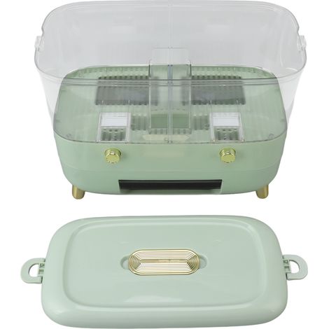 Distributeur de riz, seau à grains hermétique multigrains, boîte de rangement transparente pour riz à 2 compartiments, vert clair (1/5)