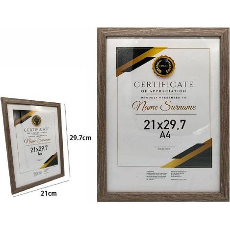 TrAdE Shop Traesio - Cornice Per Foto Quadri Tele Portafoto A4 21 X 29.7 Cm Modello Legno Scuro 70780 -