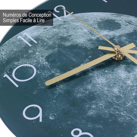 Silent Wall Clock Glass 30 cm Living Room Kitchen Moon (1/2)