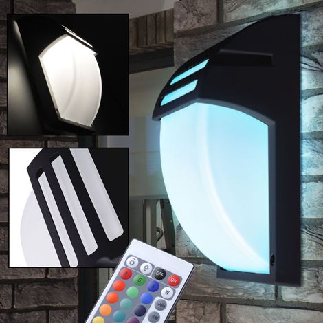 Wand Lampe Fernbedienung Fassaden Garten Außen Leuchte dimmbar im Set inkl. RGB LED Leuchtmittel
