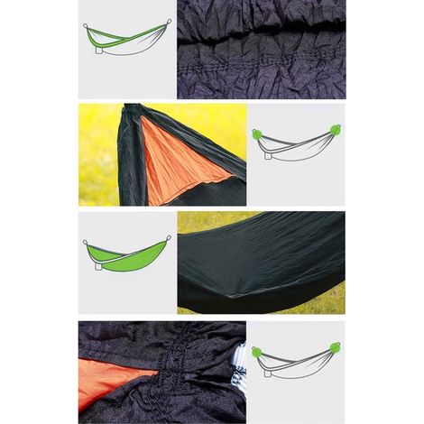 Amaca da campeggio anti-zanzare, amaca elastica con zanzariera ad apertura rapida automatica, nera e arancione, 280140 cm (1/4)