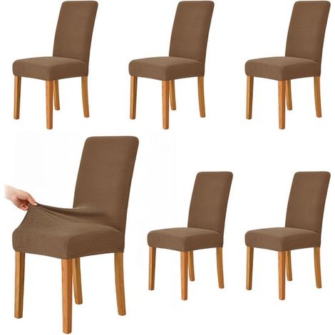 Fundas para sillas de comedor,Paquete de 6,Fundas para sillas,Fundas decorativas para asientos,Largo/Ancho/Alto: 38,48 / 38,48 / 47,58 cm (1/5)