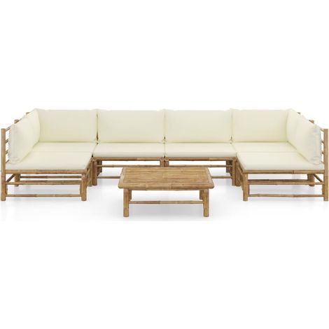 Maison Exclusive - Set Salotto da Giardino 7pz con Cuscini Bianco Crema in Bambù