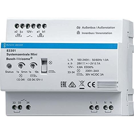 BUSCH-JAEGER SYSTÈME CENTRALE REG 83301 ALIMENTATION POUR PORTE/VISIOPHONE 4011395217313 2CKA008300A0462
