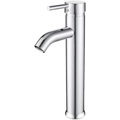 Robinet Salle Bain Haut, Monocommande Mitigeur Lavabo Robinet Vasque à Poser, Chaude et Froide Réglable de Mitigeur Vasque Salle de Bain, Robinet pour Vasque en Laiton, Chromé (1/5)