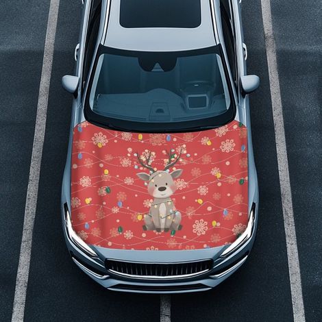 Hood Cover - Polyester - 100 x 150 cm - Universal Fit for Sedan SUV Truck Pickup - Christmas Deer Design - 1 Piece (1/5)