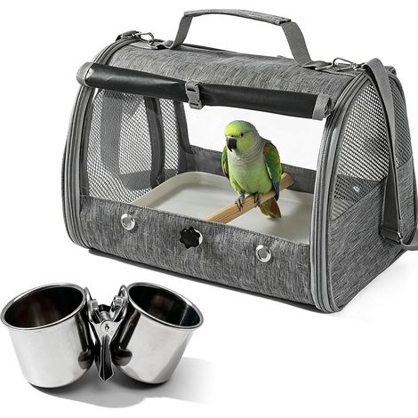 Cage de transport pour oiseaux : sac à dos pour oiseaux avec perchoir et plateau en acier inoxydable, boîte de transport légère et respirante, cage de voyage pour perroquets, perruches (type 8) (1/5)