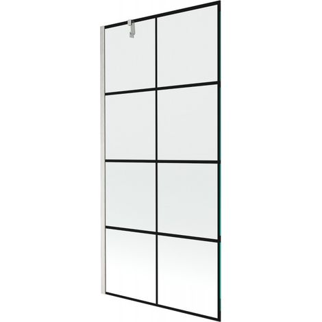 Mexen Next Badewannenabtrennung 1-flügelig 90 x 150 cm, schwarzes Muster, gebürsteter Nickel - 895-090-000-00-77-97 (1/5)