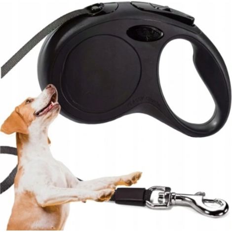 GUINZAGLIO PER CANE O GATTO AUTOMATICO RESISTENTE NASTRO 5M CON BLOCCAGGIO 15KG S1 (1/5)