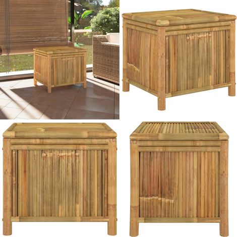 Contenitore Portaoggetti da Giardino 60x52x55 cm in Bambù - Cesto portaoggetti esterno - Contenitore per cuscini