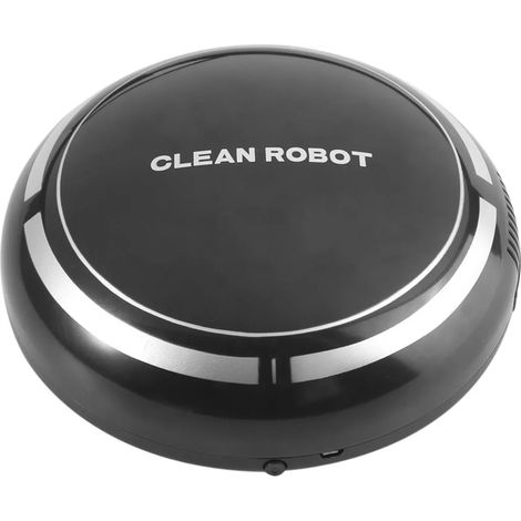 Robot nettoyeur de sols intelligent et automatique rechargeable par USB, aspirateur balai à poussière noir (1/5)