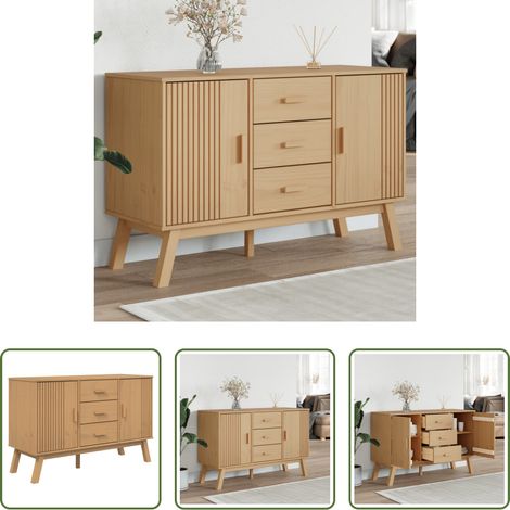 Buffet scandinave - Buffet OLDEN marron 114x43x73,5 cm bois massif de pin (1/5)