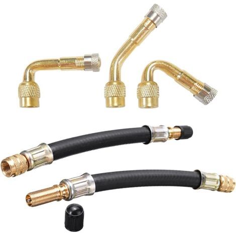 5x Rallonge Valve Pneu, 3 Pièces Air Pneu Valve de Adaptateur, Pneu Prolongateur Coude de Valve avec 2 Pièces Extension Valve de Pneu (1/5)