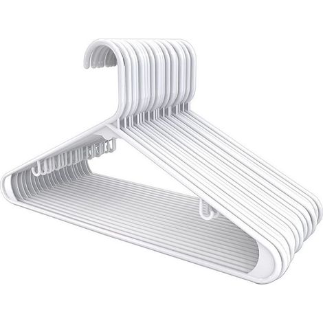 Cintres Plastique Solide 50pcs, Antidérapants Feutre, Pour Vêtements Délicats, Rangement Placard Durables, Blancs (1/5)