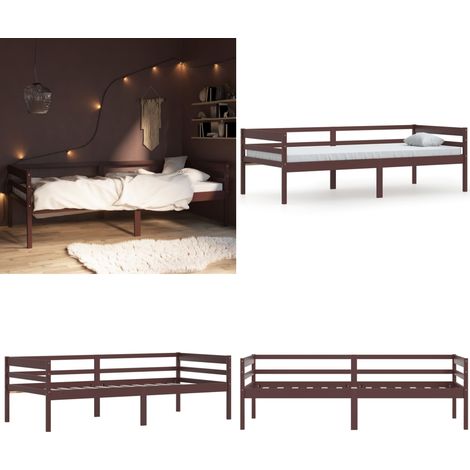Giroletto senza Materasso Marrone Scuro 90x200 cm Legno Pino - Letto a castello - Letto in legno