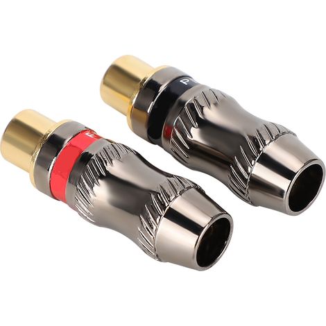 Lot de 2 connecteurs RCA femelles plaqués or en alliage de zinc à souder pour rallonge de câble audio DIY (1/5)