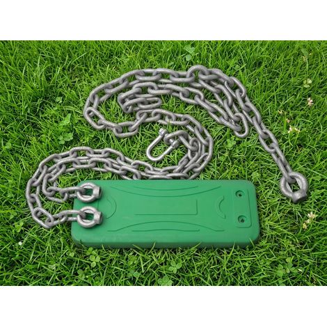 Conjunto de asiento con inserto de aluminio, verde claro, columpio infantil + cadena galvanizada de 1,8 m (1/3)