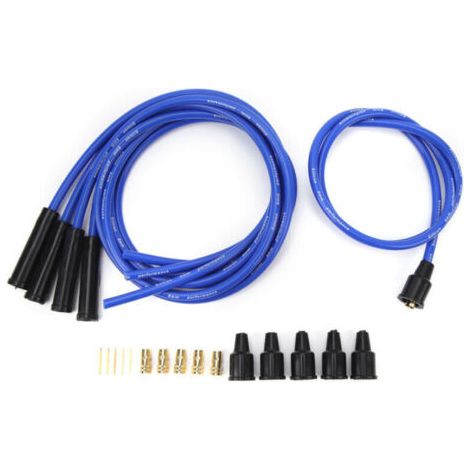 Câble de bougie d'allumage de 8 mm, 1 m de long, haute efficacité, allumage stable pour voitures classiques 4 cylindres, bleu (1/4)