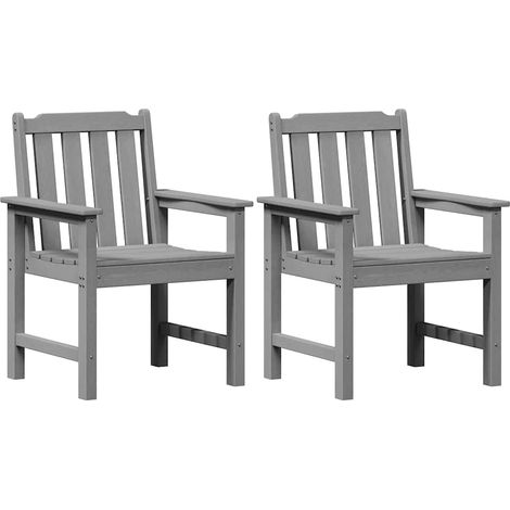 Chaise de jardin. 2 lot de 2 Chaises d'extérieur Gris clair 65,5 x 59 x 88 cm HDPE (1/5)