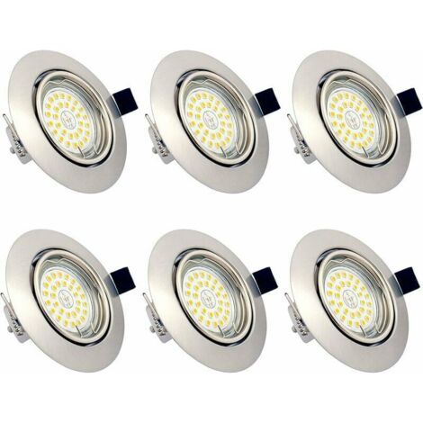 Spots encastrés LED GU10 6W AC 230V Blanc chaud 3000K Plafonnier étanche IP23 pour salon, cuisine, couloir, galerie, magasin (Lot de 6) (1/5)