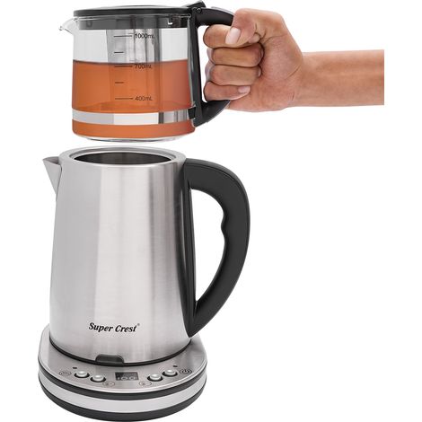 1500W Théière Électrique Turque, Bouilloire Double en Acier Inoxydable avec Filtre et Fonction Maintien au Chaud pour Infusion Traditionnelle (1/5)