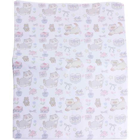 Papier Cadeau - Motif Chaton Floral - 70 cm x 50 cm - Recyclé et Recyclable - 6 Feuilles (1/5)