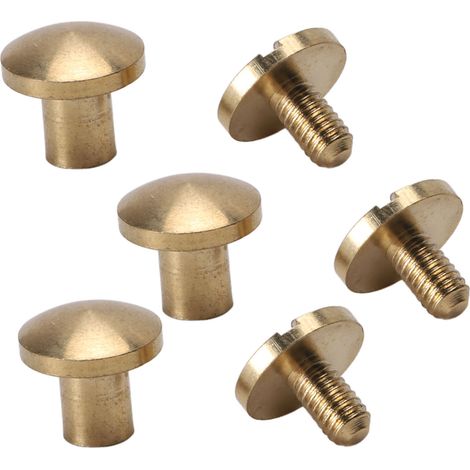 Kit de 50 rivets en laiton, vis à fente de 8 mm, rivets décoratifs incurvés pour la confection de sacs en cuir, pantalons, sacs en tissu et papier (4 mm / 0,16 po). (1/5)
