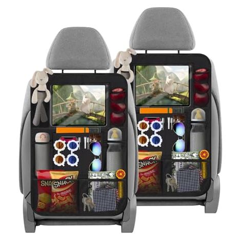 Kinder-Autositz-Organizer und -Schutz mit Tablet-Fach, 2er-Pack