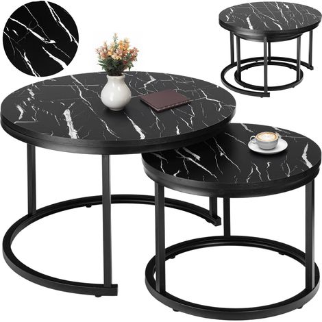 Set aus zwei Galen Loft-Tischen aus schwarzem Marmor