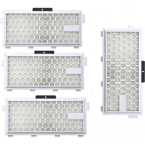 Lot de 4 filtres HEPA Airclean Plus 50 pour aspirateur Miele Complete C3 Powerline, S8340 - Air Clean SF-HA 50 pour Complete C2 C3 C (1/5)
