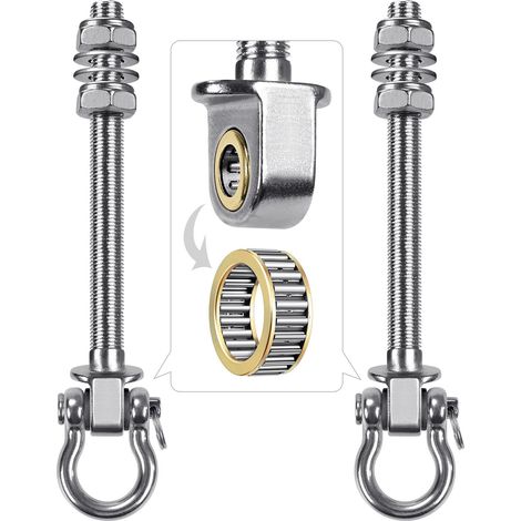 2pcs Crochet de Hamac, 15cm Accroche de Balançoire Fixation Fauteuil Suspendu de 180 Pivot Ensemble Plafond Poutre Chaise de Yoga Sac de Frappe Materiel de Suspension, 1500lbs (1/5)