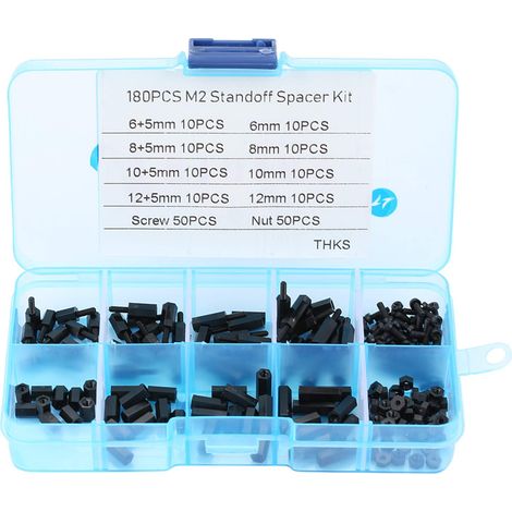 Standoff Mâle-Femelle, Standoff Carte Mère 180 pcs Noir M2 Mâle Standoff Femelle Entretoises Vis Écrous Assortiment Kit avec Boîte (1/5)