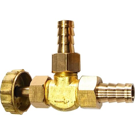 Sollbry Vanne à aiguille en laiton coude pour tuyau en laiton Gaz/air/GPL régulant la vanne à aiguille d'angle à vanne (forme L φ10mm) (1/5)