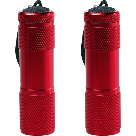 Mini lampe torche à revêtement en caoutchouc avec bandoulière, portable, idéale pour le camping et la randonnée, rouge.2Article (1/5)