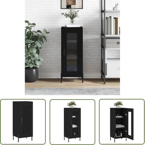 The Living Store Buffet Noir 34,5x34x90 cm Bois d'ingénierie - Buffet Noir - Meuble De Rangement - Armoire Design - Commode Moderne - Mobilier Salon (1/5)