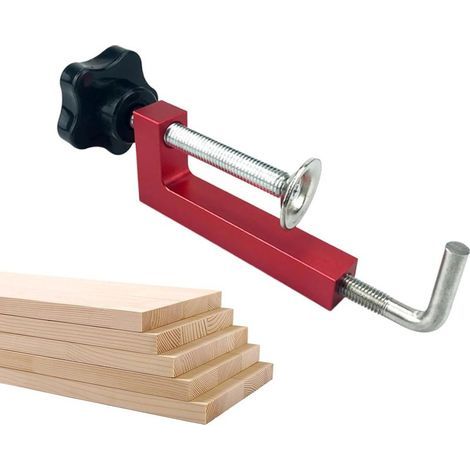 Zaunklemmen für die Holzbearbeitung. Mehrzweckklemme für die Holzbearbeitung. Winkelklemmen, Werkzeugclips für Tischkreissägen, Schreinertische und Werkbänke. (1/5)