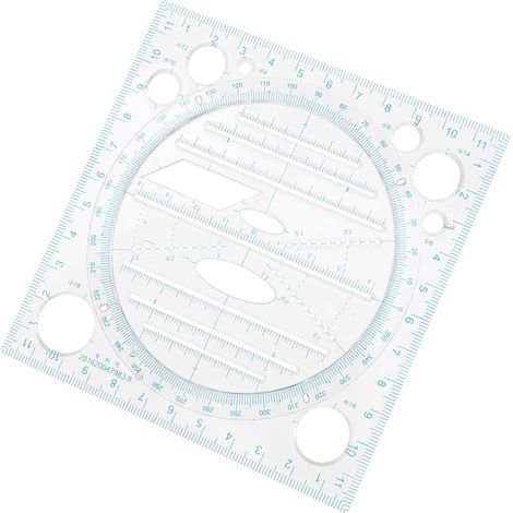 Règle de dessin multifonctionnelle en plastique bleu pour mesurer (1/5)