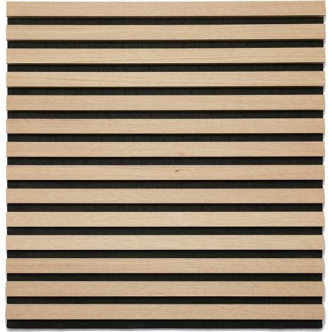 Decoon – Panneau décoratif mural 60 x 60 cm – Lattes en chêne clair véritable – Épaisseur 1,9 cm – Amélioration acoustique – Facilité de pose (1/4)