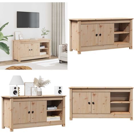 Meuble TV 103x36,5x52 cm Bois de pin massif - Meuble Tv - Meuble Téléviseur - Meuble Bois - Meuble Pin - Rangement - Home & Living (1/5)