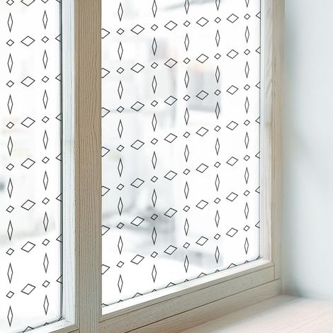 Fensterfolie 100x100 cm Dekorativ Folie für Badezimmer Schlafzimmer Milchglas Selbstklebend Sichtschutz Fenster Dekorfolie Blickdicht PVC Rautenformen