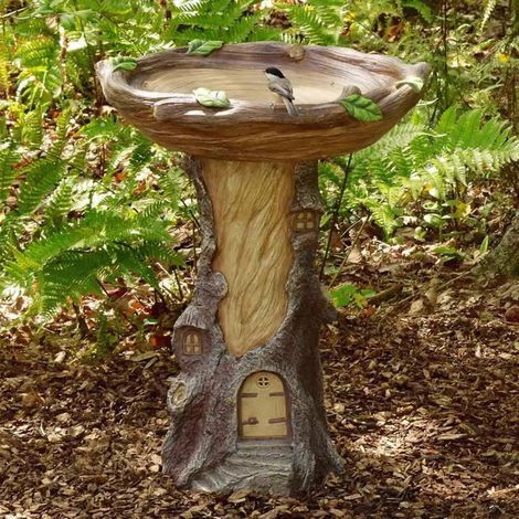 Statue solaire de jardin, sculpture de fée à énergie solaire, figurines d'anges en résine, bain d'oiseaux antique en polyrésine pour jardin et cour. (1/5)