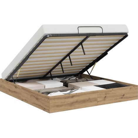 Ottoman Bed Frame with Storage Artisian Oak 203 x 160 x 25 cm vidaXL (1/5)