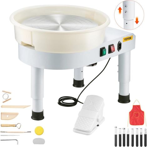 Tour de Poterie Électrique 450W Machine Céramique Plateau 35cm Vitesse 60-300 tr/min Commande Pédale Bassin Amovible (1/5)