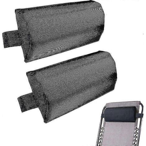 Kopfstützenkissen für Liegestühle, Strandstühle, Gartenstühle, Outdoor-Liegestühle, verstellbare Kopfstützen (2 Stück), schwarz