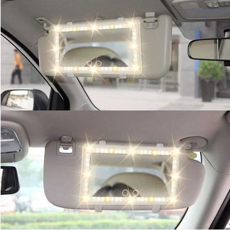 Miroir de courtoisie LED rechargeable, éclairage réglable, installation facile, couleur blanc, pour voiture et usage domestique (1/4)