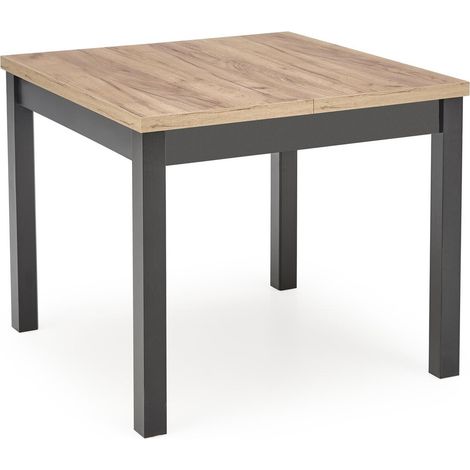 Mesa Houston 1562, Negro + Craft roble, 77x90x90cm, Alargamiento, MDF, Aglomerado laminado