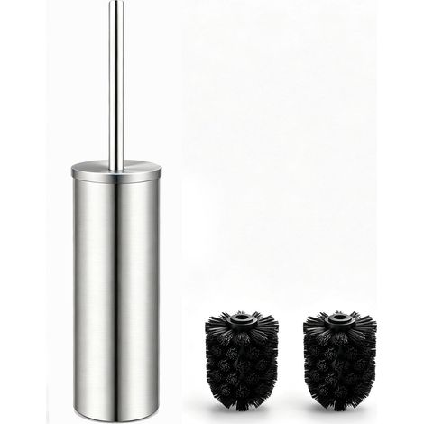 Brosses à Toilettes, Brosse WC INOX, Toilette WC avec Couvercle Anti-éclaboussures Fermé, (Argent) (1/5)