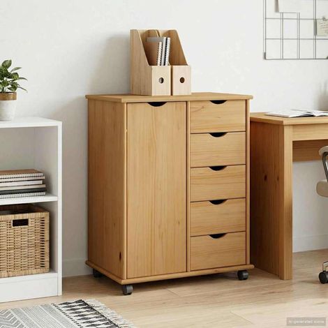 vidaXL Mobile con Ruote con ruota Marrone miele 63,5 x 39 x 79 cm